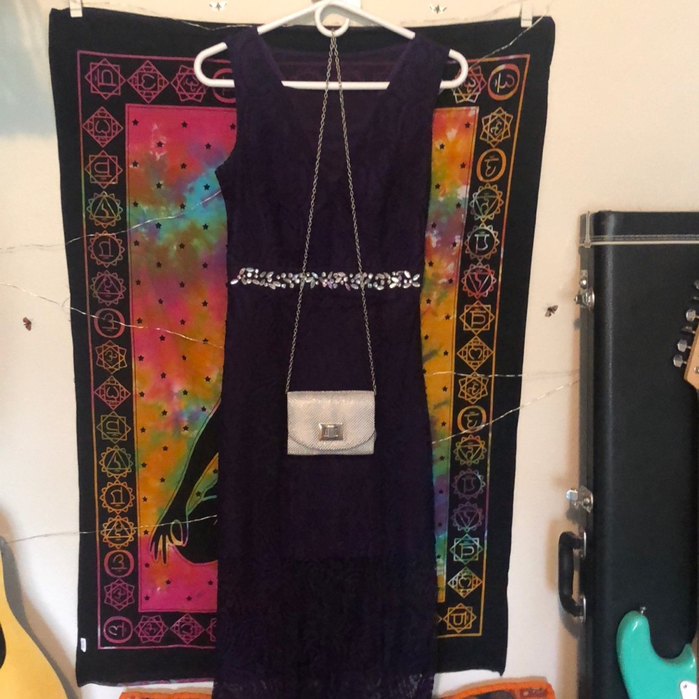 Beautiful lace style gown with slit